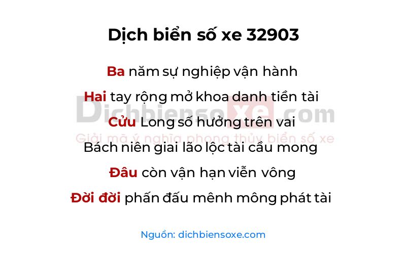 Dịch thơ biển số 32903