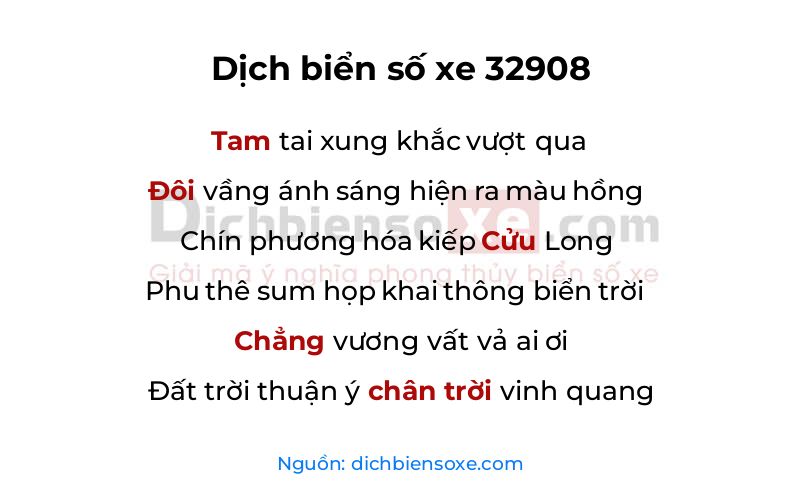 Dịch thơ biển số 32908