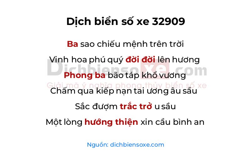 Dịch thơ biển số 32909