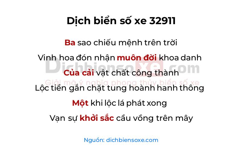 Dịch thơ biển số 32911