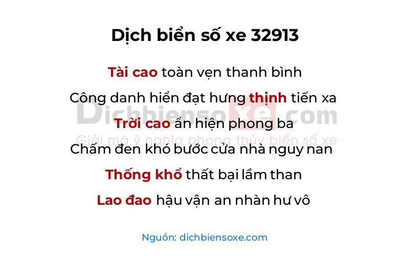 Dịch thơ biển số 32913