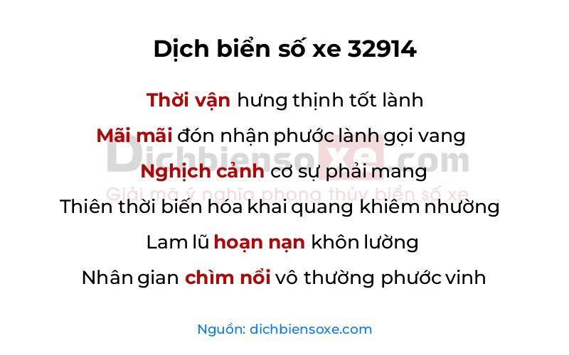Dịch thơ biển số 32914