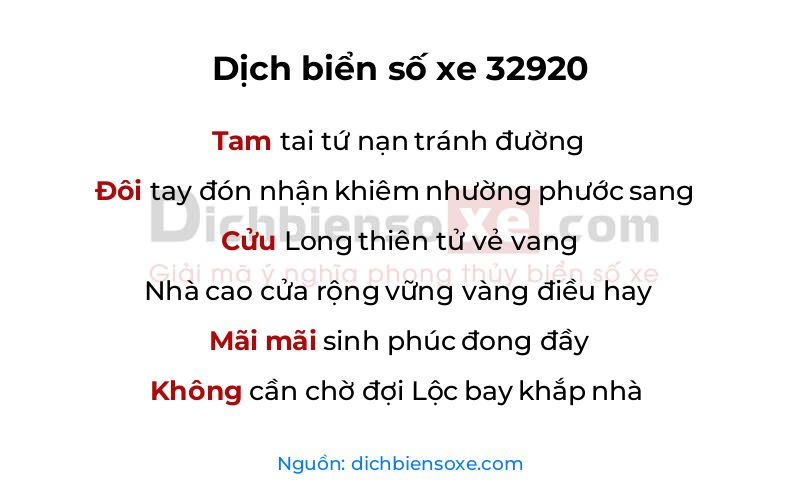 Dịch thơ biển số 32920