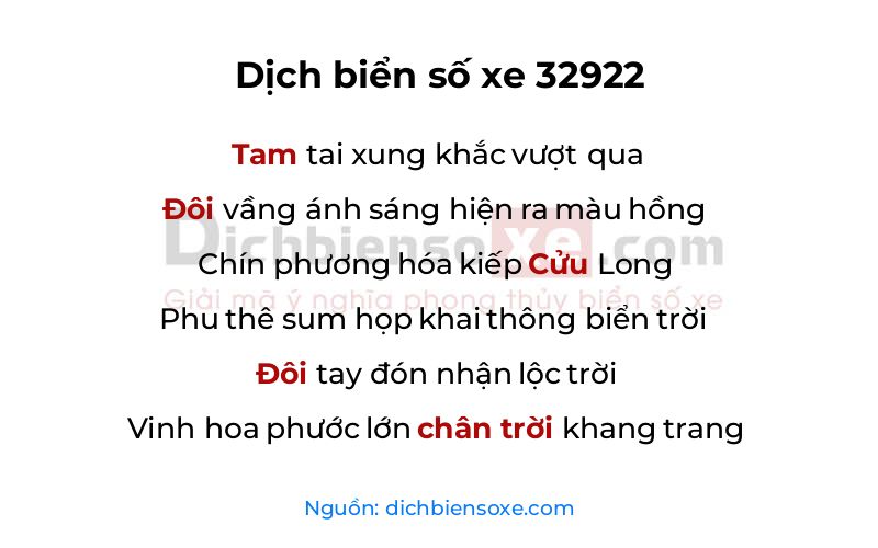 Dịch thơ biển số 32922