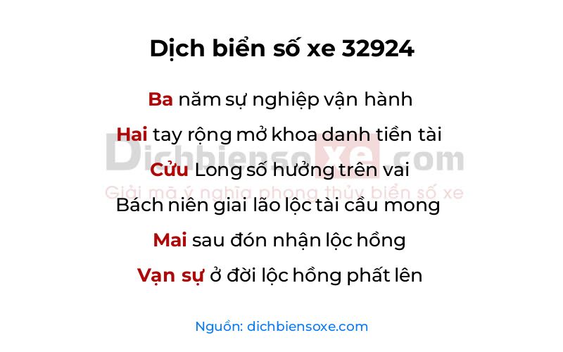 Dịch thơ biển số 32924
