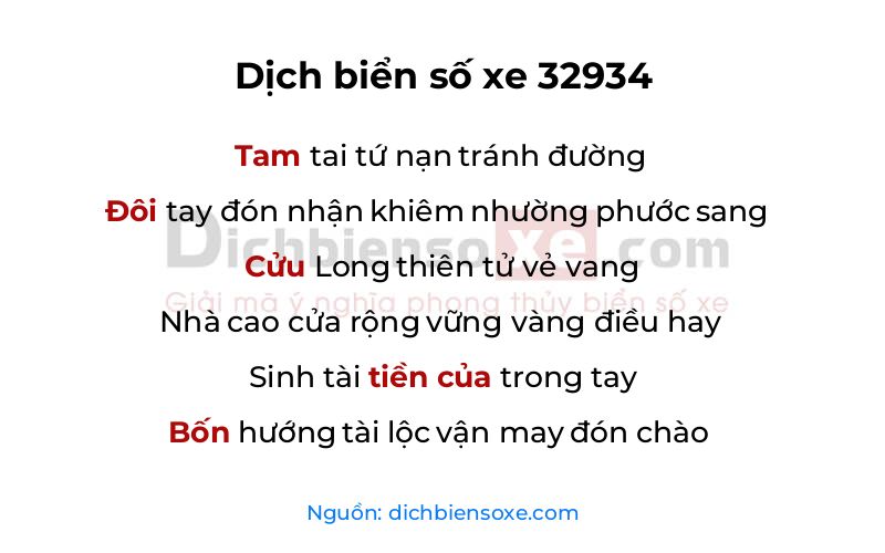 Dịch thơ biển số 32934