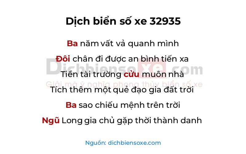 Dịch thơ biển số 32935