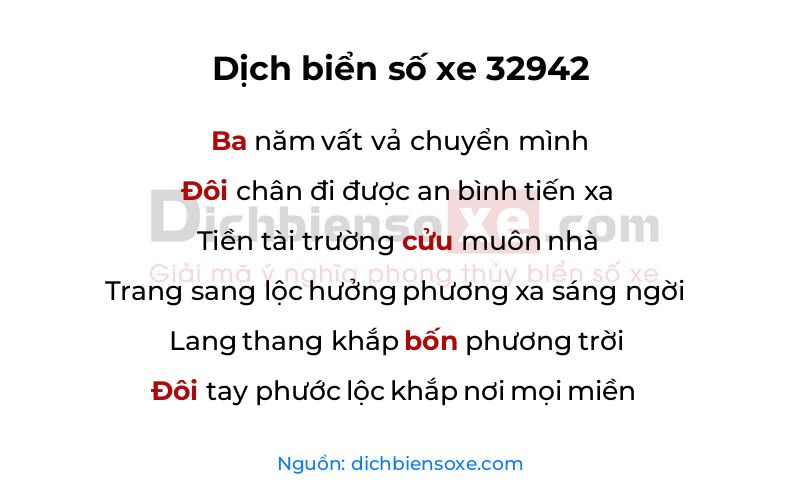 Dịch thơ biển số 32942