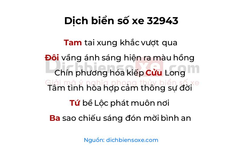 Dịch thơ biển số 32943