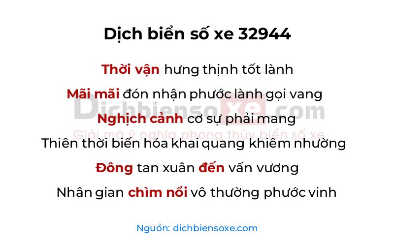 Dịch thơ biển số 32944