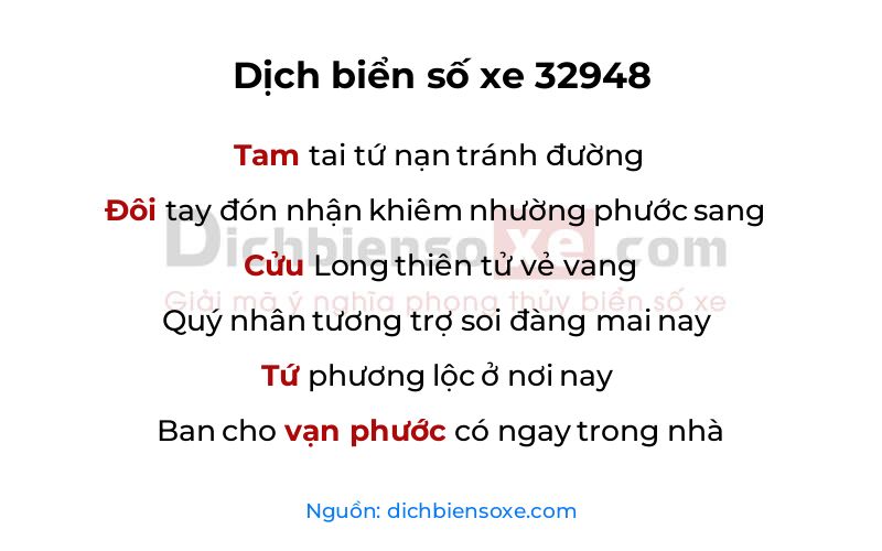 Dịch thơ biển số 32948