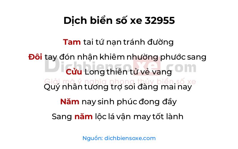 Dịch thơ biển số 32955