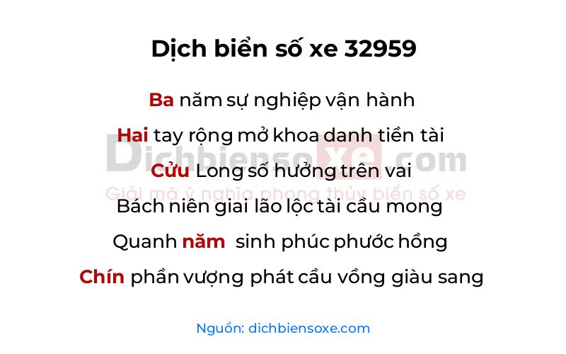 Dịch thơ biển số 32959