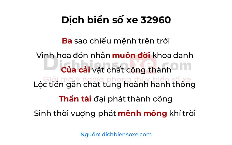 Dịch thơ biển số 32960