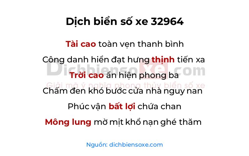 Dịch thơ biển số 32964