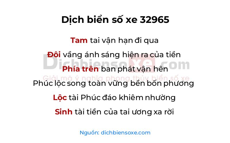 Dịch thơ biển số 32965