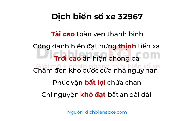 Dịch thơ biển số 32967