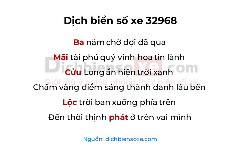 Dịch thơ biển số 32968