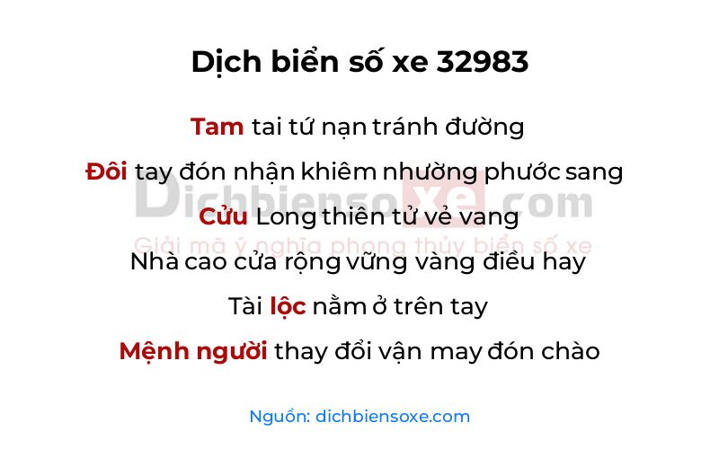 Dịch thơ biển số 32983