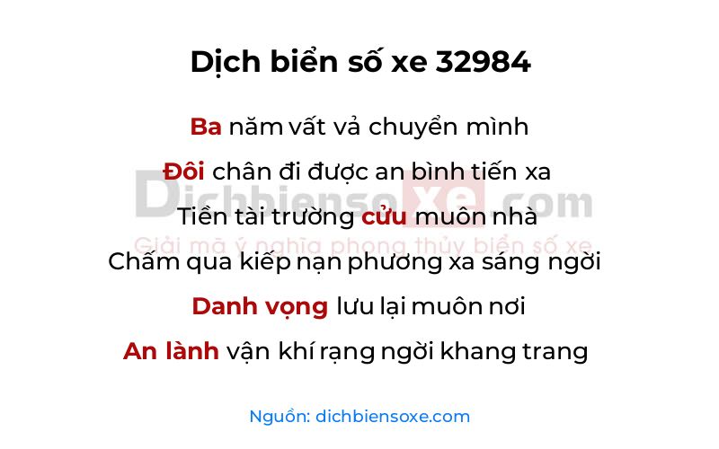 Dịch thơ biển số 32984
