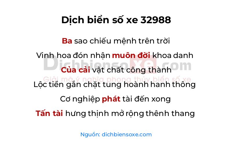 Dịch thơ biển số 32988
