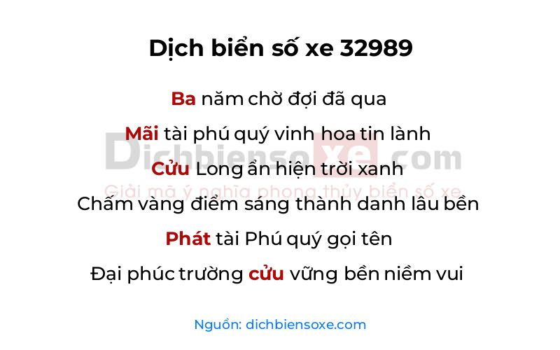Dịch thơ biển số 32989