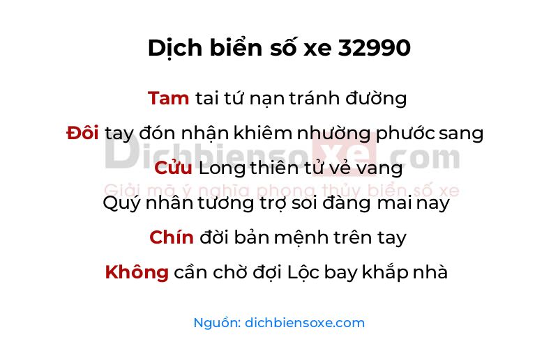 Dịch thơ biển số 32990
