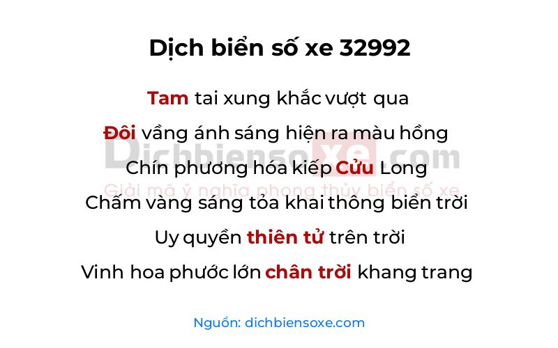 Dịch thơ biển số 32992