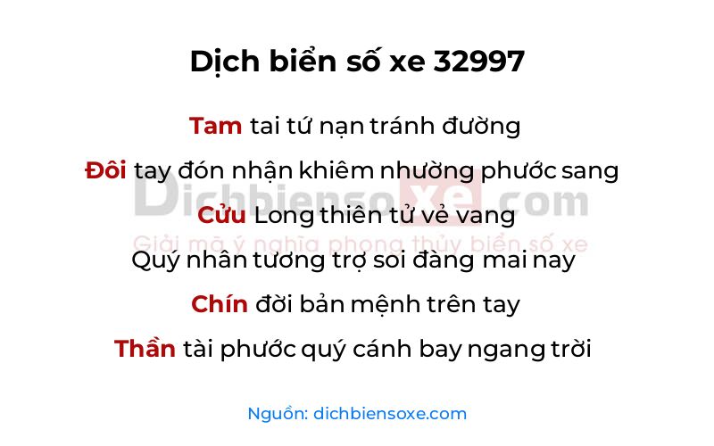 Dịch thơ biển số 32997