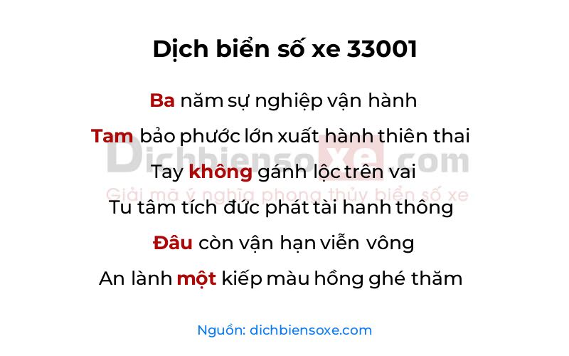 Dịch thơ biển số 33001