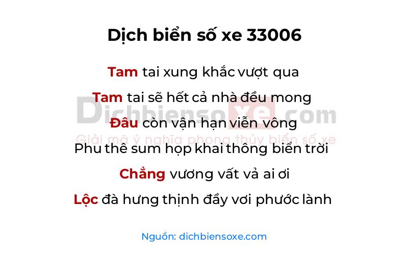 Dịch thơ biển số 33006