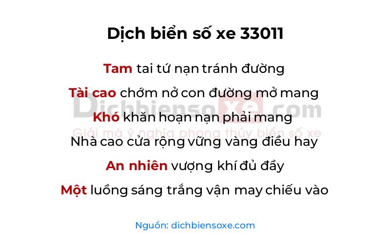 Dịch thơ biển số 33011