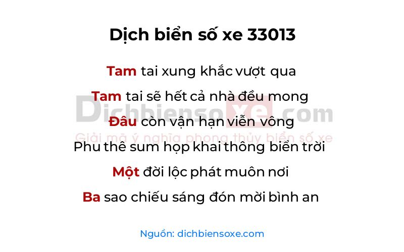 Dịch thơ biển số 33013