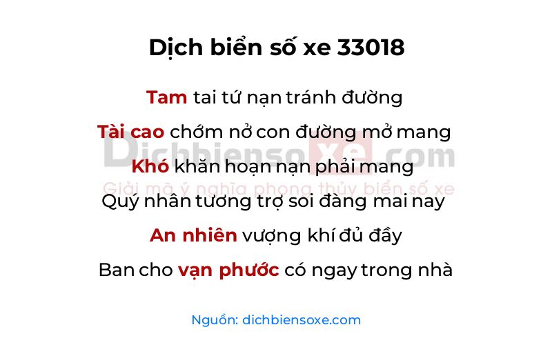 Dịch thơ biển số 33018