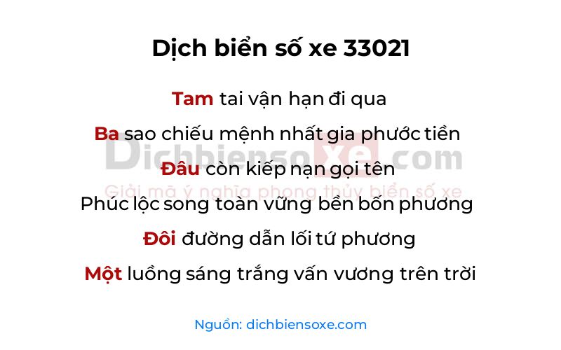 Dịch thơ biển số 33021