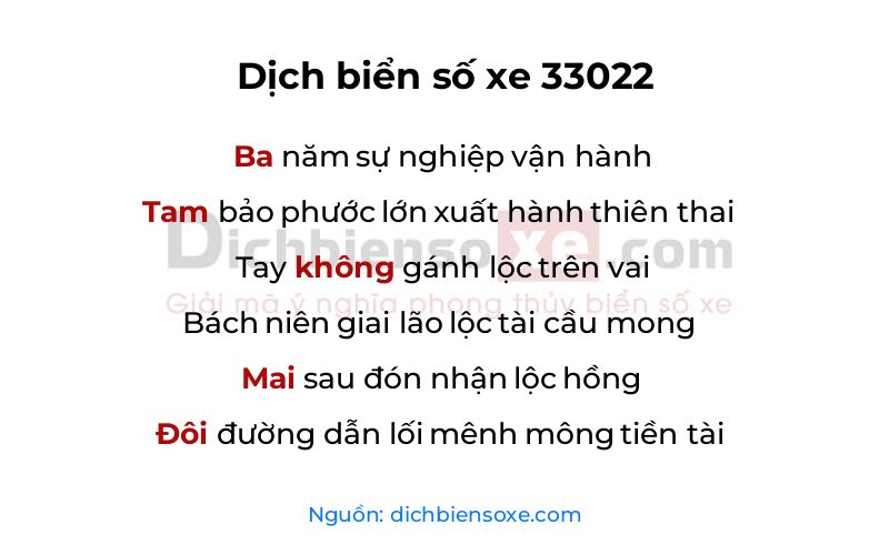 Dịch thơ biển số 33022
