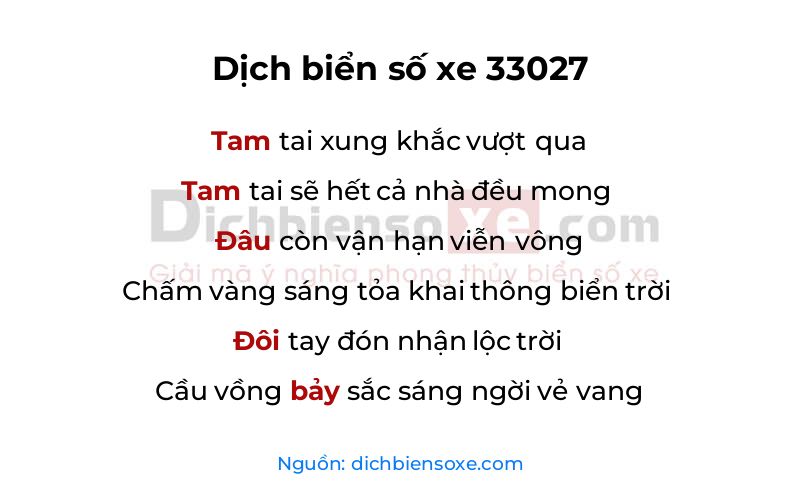 Dịch thơ biển số 33027