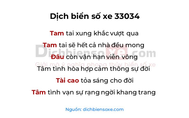 Dịch thơ biển số 33034