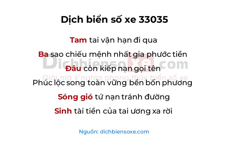 Dịch thơ biển số 33035