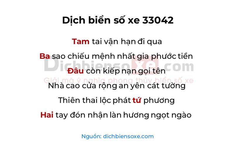 Dịch thơ biển số 33042