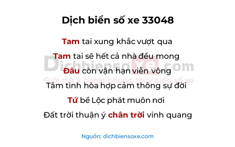 Dịch thơ biển số 33048