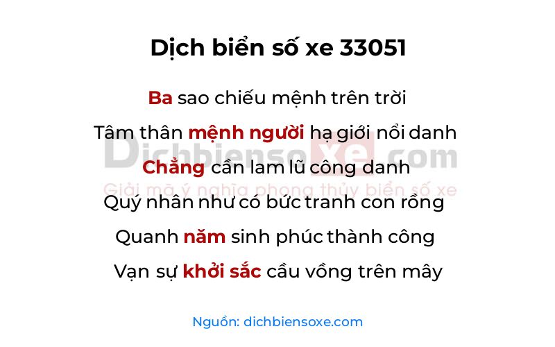 Dịch thơ biển số 33051