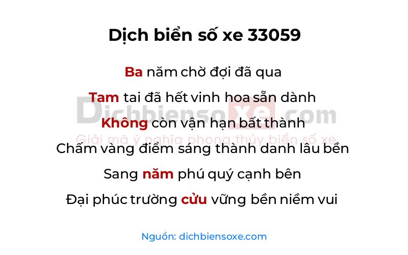 Dịch thơ biển số 33059