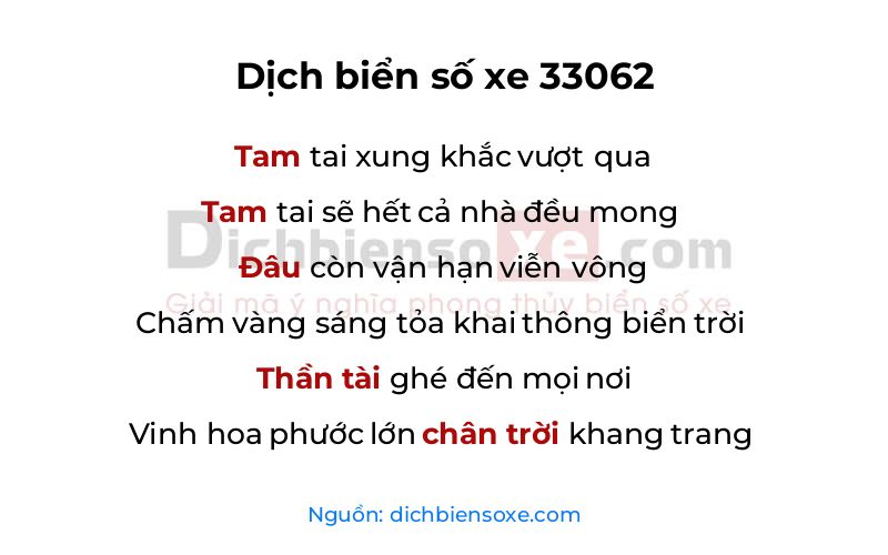 Dịch thơ biển số 33062