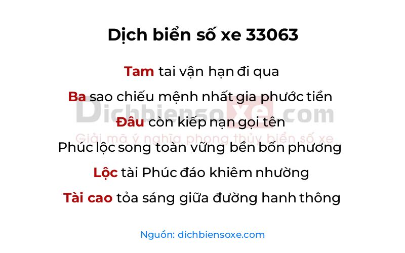 Dịch thơ biển số 33063