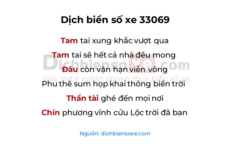 Dịch thơ biển số 33069