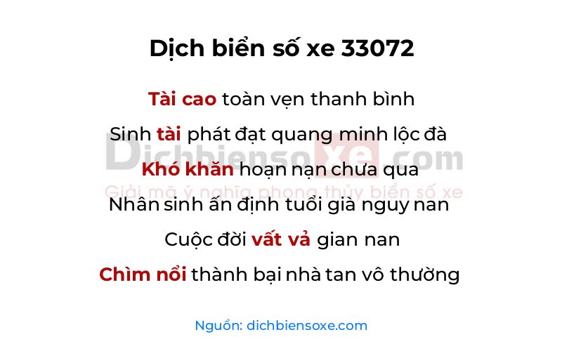 Dịch thơ biển số 33072
