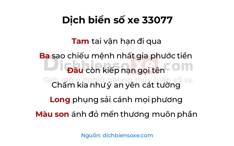 Dịch thơ biển số 33077
