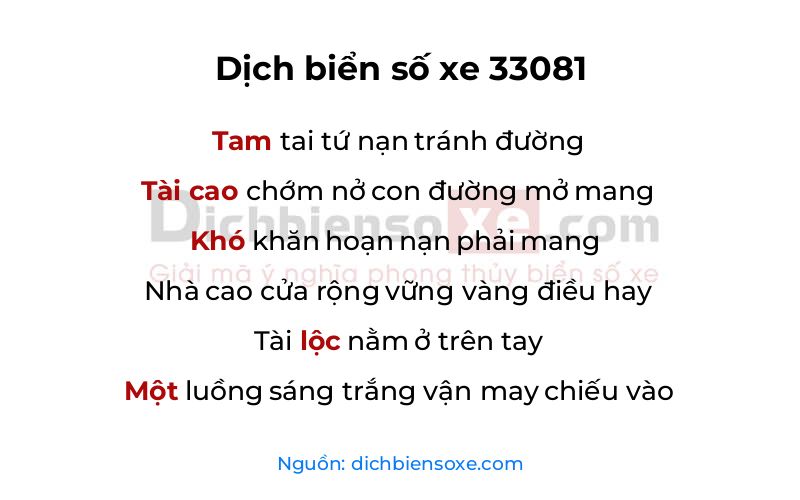 Dịch thơ biển số 33081