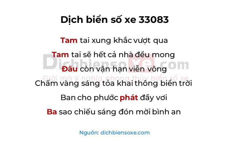 Dịch thơ biển số 33083